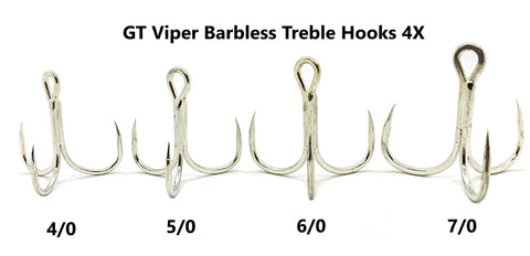 GT Viper Barbless Treble Hooks 4X 5/0