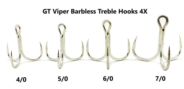 #4 fishing hook GT Viper Barbless Treble Hooks 4X – GT FIGHT CLUB