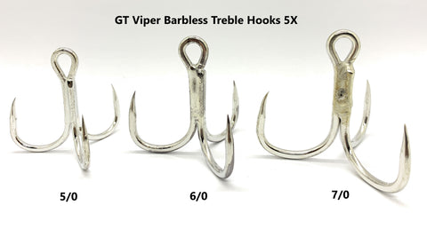 GT Viper Barbless Treble Hooks 5X 6/0