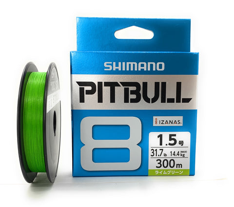 Shimano Pitbull 8 Lime Green 300M Braided PE Fishing Line PL-M78S 1.0